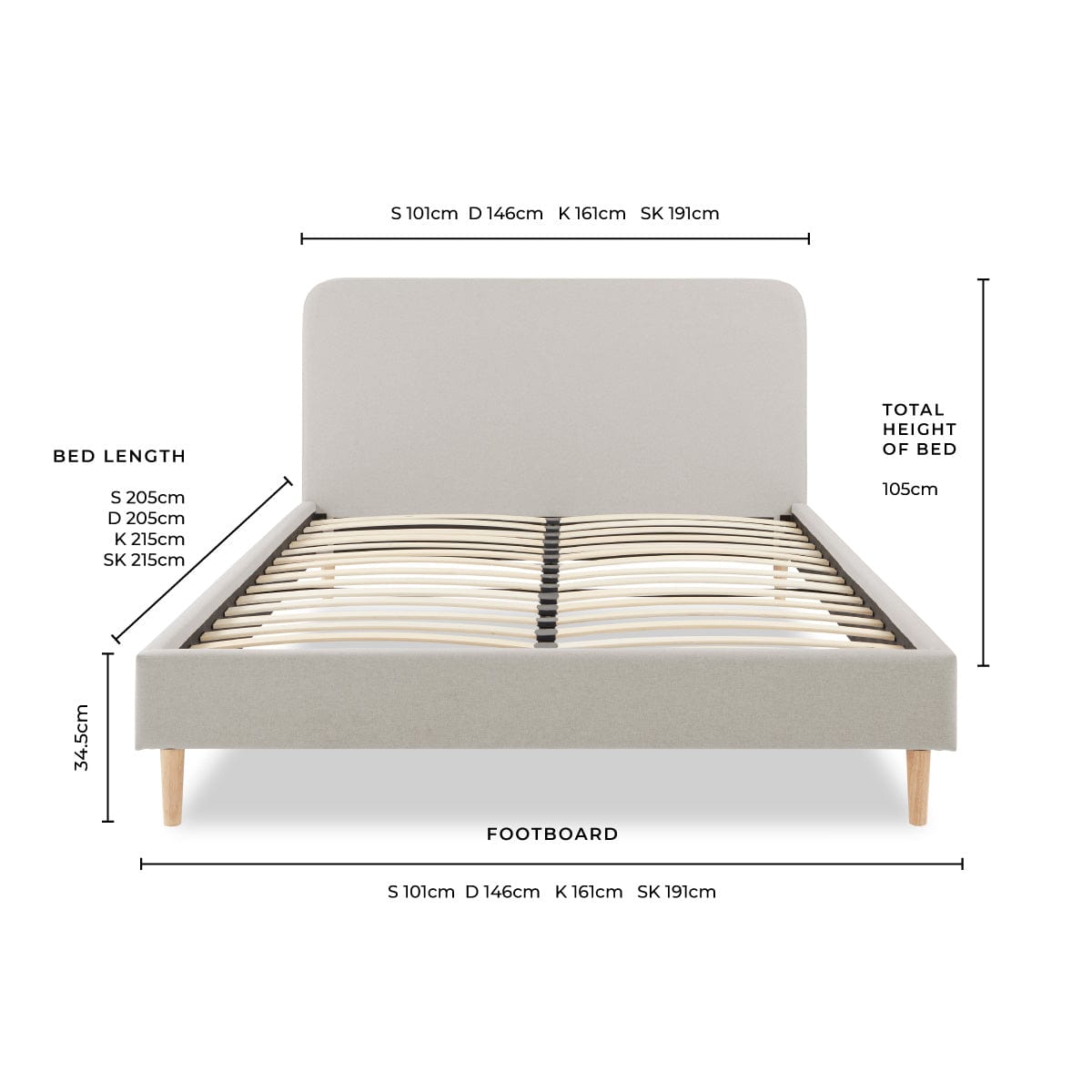 Ascot Bed Frame - Natural