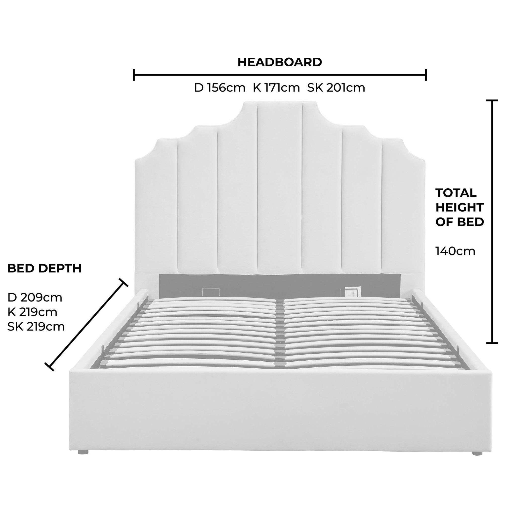 Bronte Ottoman Storage Bed - Chenille Light Grey