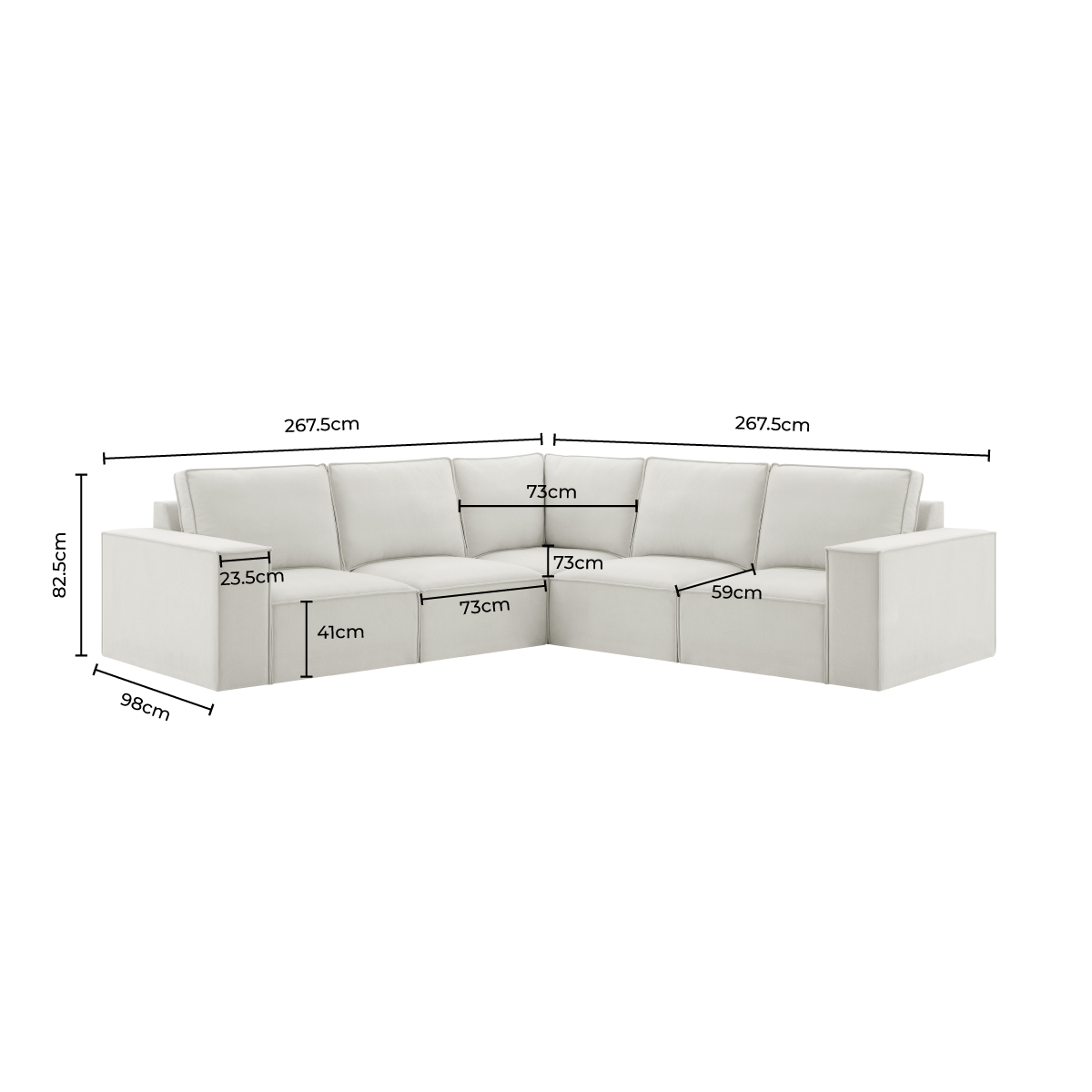 Brooklyn Large Right Hand Corner Sofa - Ivory