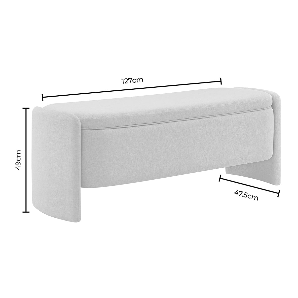 Didsbury Curved Storage Bench - Light Grey