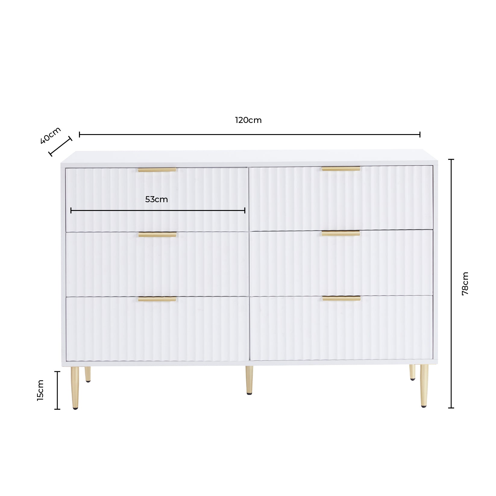 Evie 6 Drawer Chest - Taupe