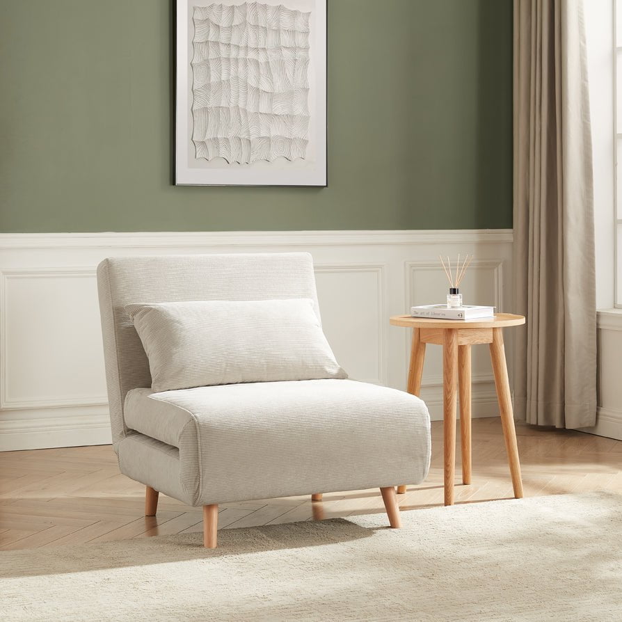 Seattle Single Click Clack Sofa Bed - Corduroy - Pebble