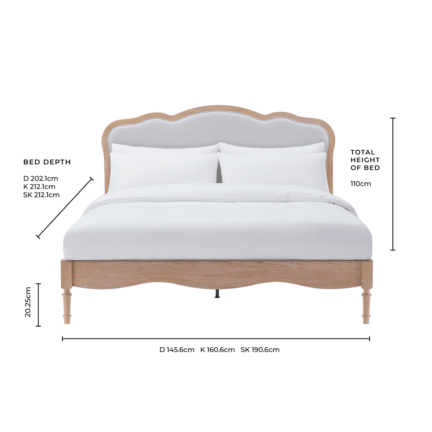 Versailles Bed Frame - Stone