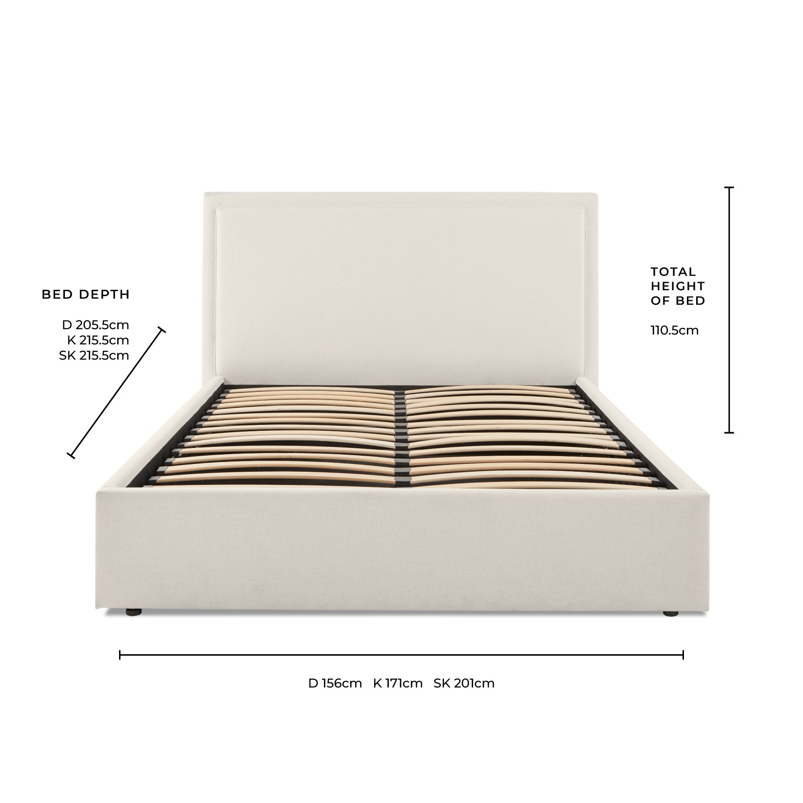 Windsor Ottoman Storage Bed - Black/Natural